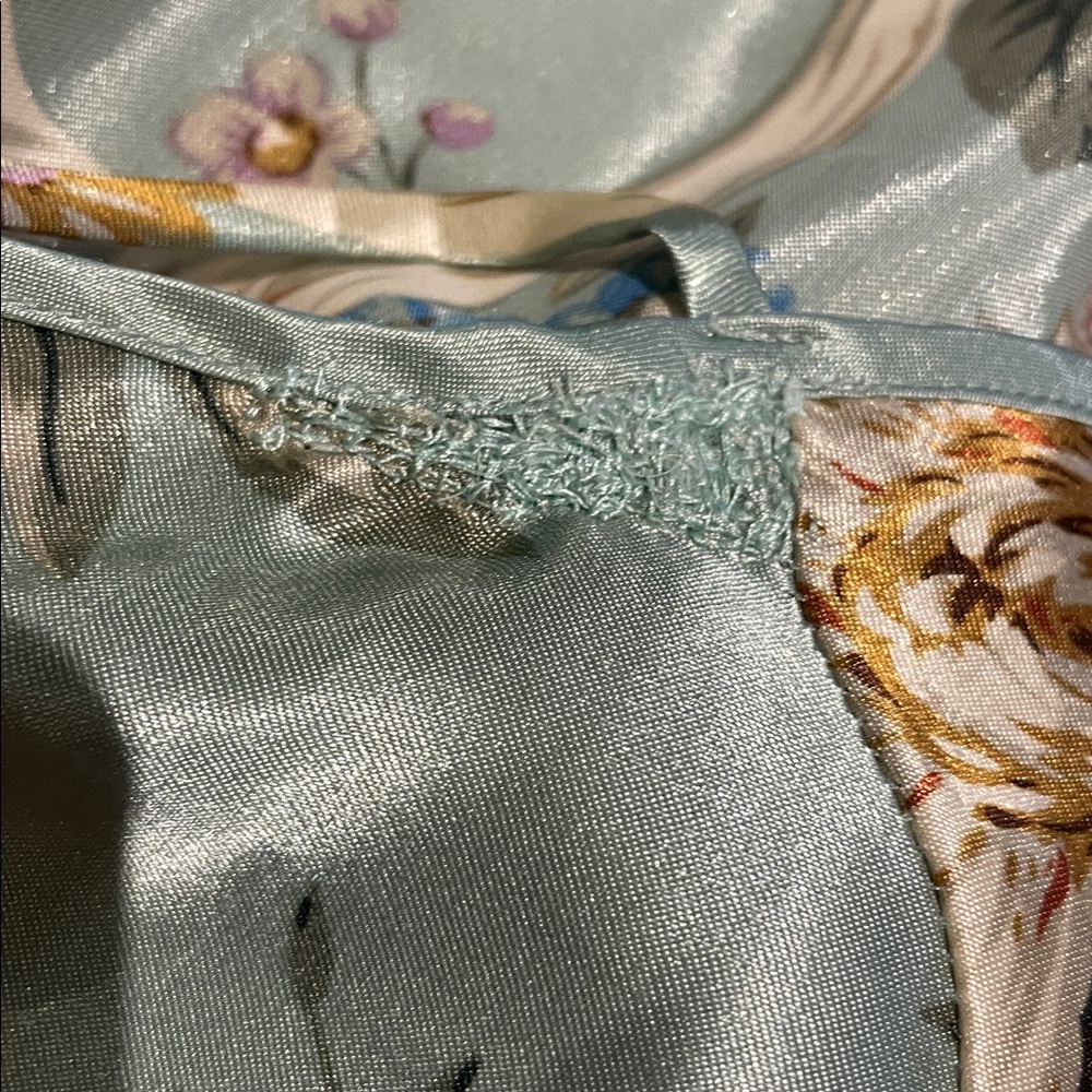 Floral Satin Slip Dress - Sage Green - Picture 5 of 6